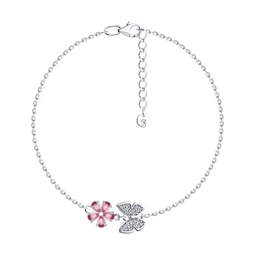 Brățară din argint cu Cubic Zirconia Incolor, Cubic Zirconia Roz