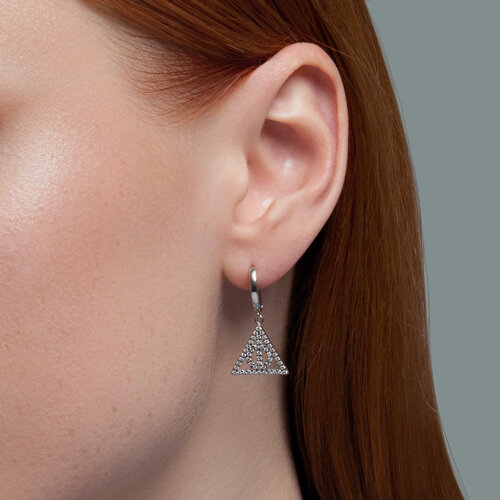 Cercei Creole din argint  cu pietre Cubic Zirconia Incolor