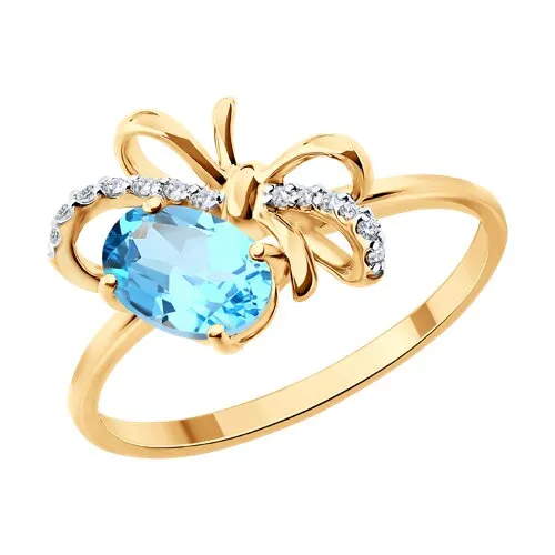 Inel din aur roșu cu Cubic Zirconia Incolor, Topaz Swiss