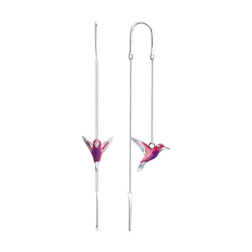 Cercei Lanț din argint  cu pietre Emailare