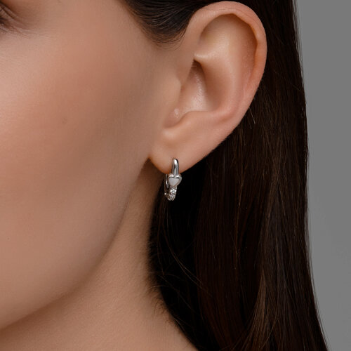 Cercei Creole din argint  cu pietre Cubic Zirconia Incolor