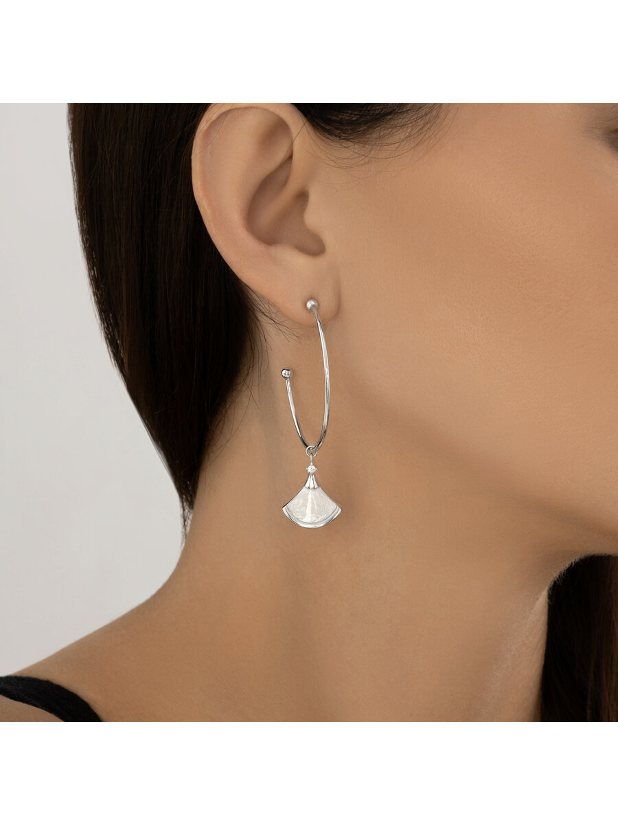 Cercei Pusete din argint  cu pietre Cubic Zirconia Incolor, Emailare