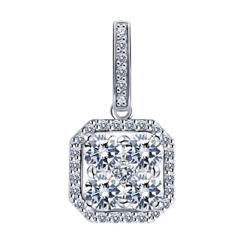 Pandantiv din aur alb cu pietre Diamant