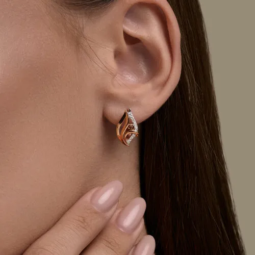 Cercei din aur roșu cu Cubic Zirconia Incolor