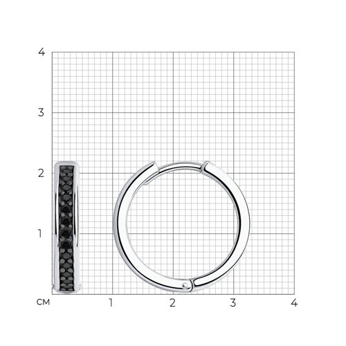 Cercei Creole din argint  cu pietre Cubic Zirconia Negru