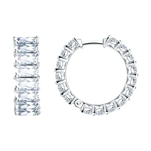Cercei Creole din argint cu Cubic Zirconia Incolor