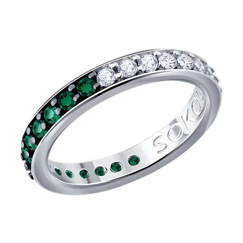 Inel din argint cu Cubic Zirconia Incolor, Cubic Zirconia Verde