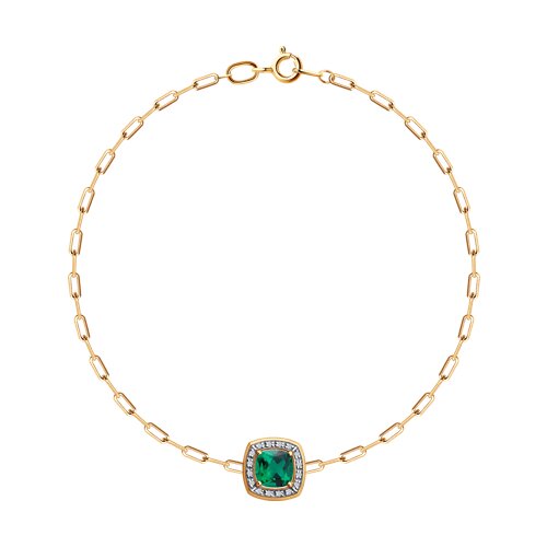 Brățară din aur roșu cu pietre Diamant, Smarald Hidrotermal