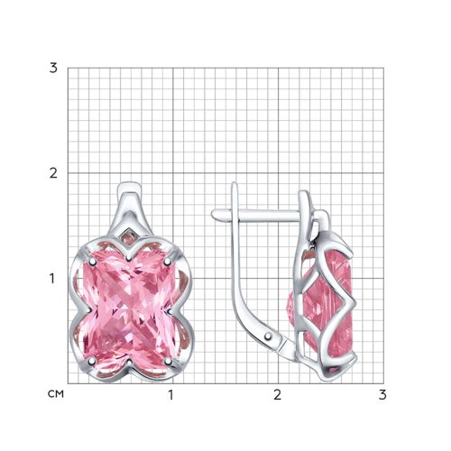 Серьги из серебра с камнями Ситалл (синт.) розовый