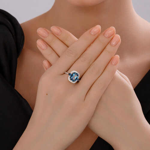 Inel din aur alb cu pietre Cubic Zirconia Incolor, Topaz London