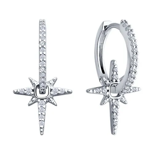 Серьги Конго из серебра с камнями Фианит