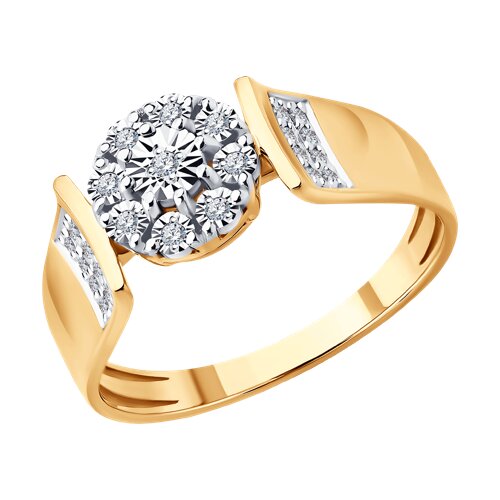 Кольцо из белого и красного золота с камнями Бриллиант