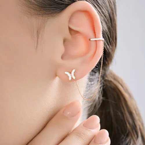 Cercel din aur roșu cu Cubic Zirconia Incolor