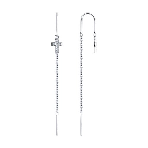 Серьги Продёвки из серебра с камнями Фианит