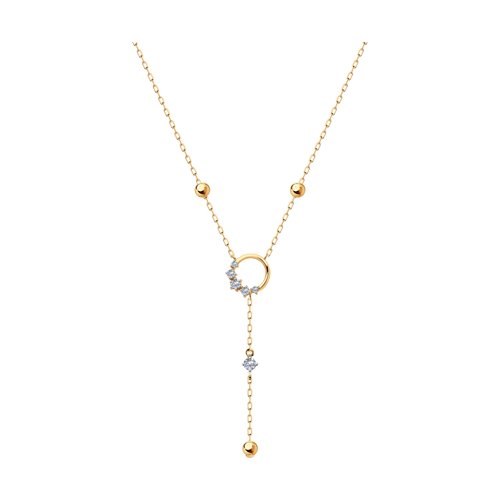 Колье из красного золота с камнями Фианит