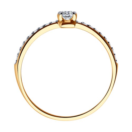 Кольцо из красного золота с камнями Фианит