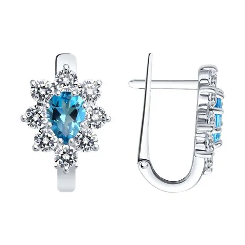 Cercei din argint cu Cubic Zirconia Incolor, Topaz Swiss