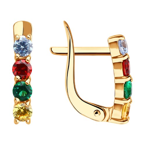 Cercei p-u copii din aur roșu cu pietre Cubic Zirconia Colorat