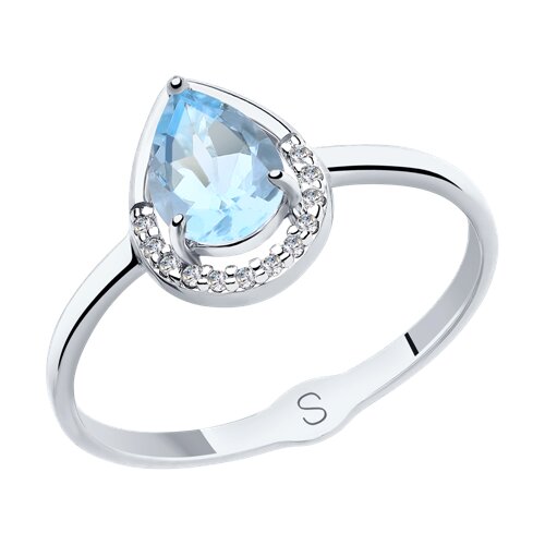 Inel din aur alb cu pietre Cubic Zirconia Incolor, Topaz Swiss