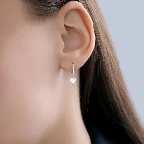 Cercei Creole din aur alb cu Cubic Zirconia Incolor