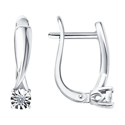 Серьги из серебра с камнями Бриллиант