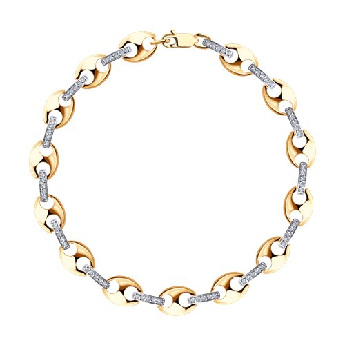 Браслет из красного золота с камнями Фианит