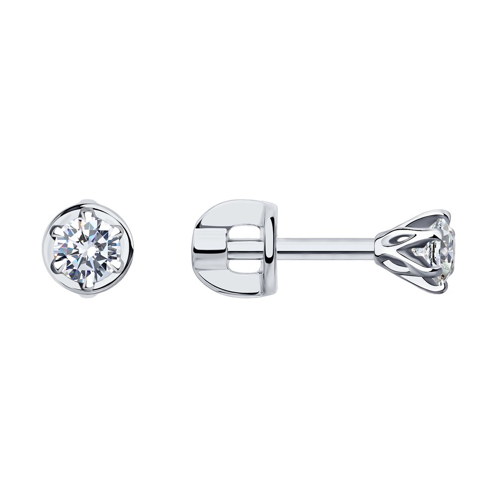 Cercei Pusete din aur alb cu pietre Diamant