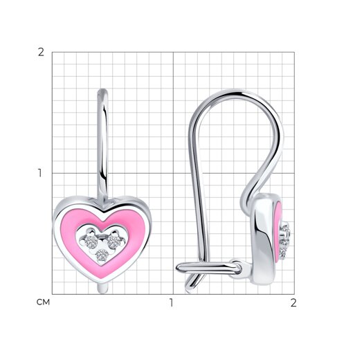Cercei p-u copii din argint  cu pietre Cubic Zirconia Incolor, Emailare