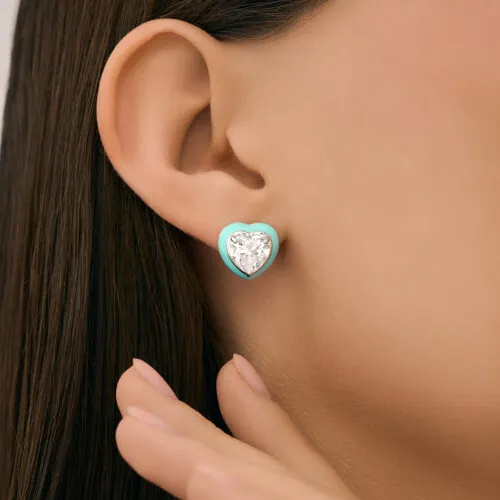 Cercei Pusete din argint cu Cubic Zirconia Incolor, Emailare