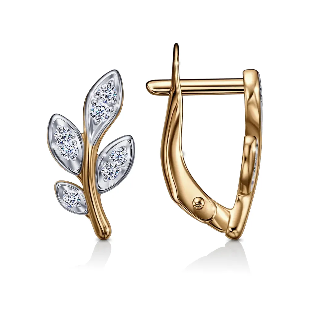 Cercei din aur roșu cu Cubic Zirconia Incolor