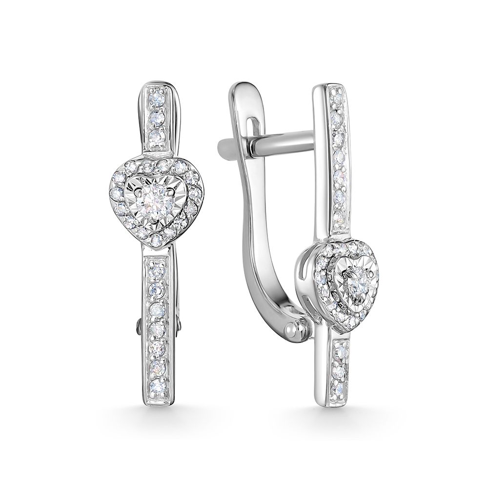 Серьги из белого золота с камнями Бриллиант