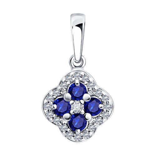 Pandantiv din argint  cu pietre Cubic Zirconia Incolor, Safir