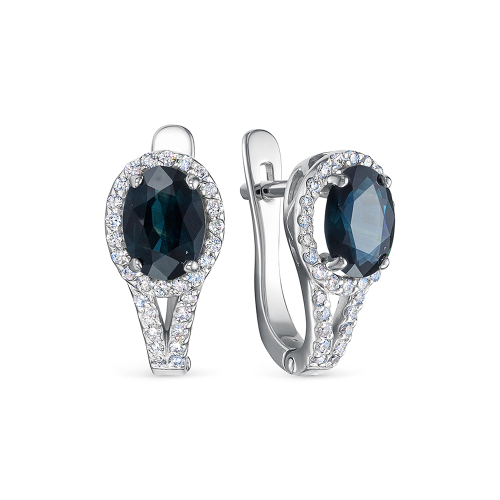 Cercei din aur alb cu pietre Diamant, Safir