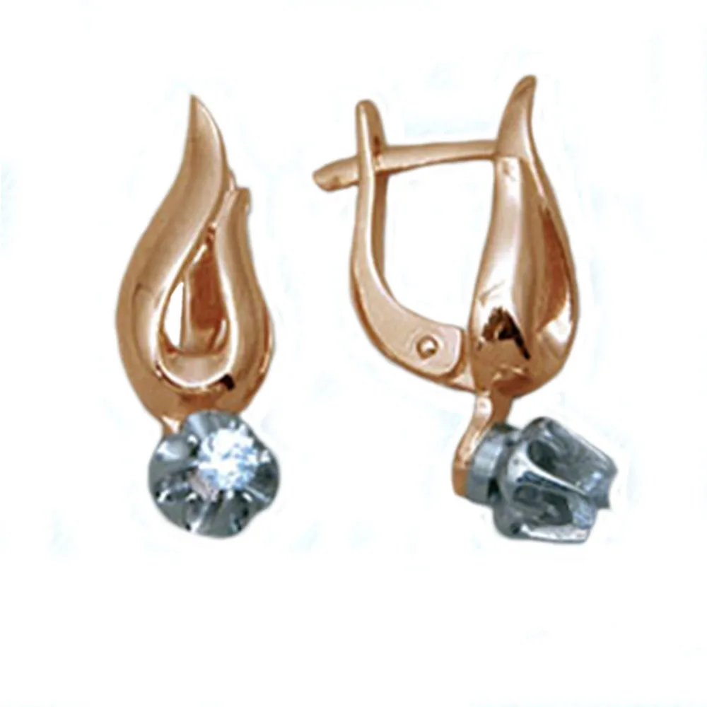 Cercei din aur alb și roșu cu Cubic Zirconia Incolor