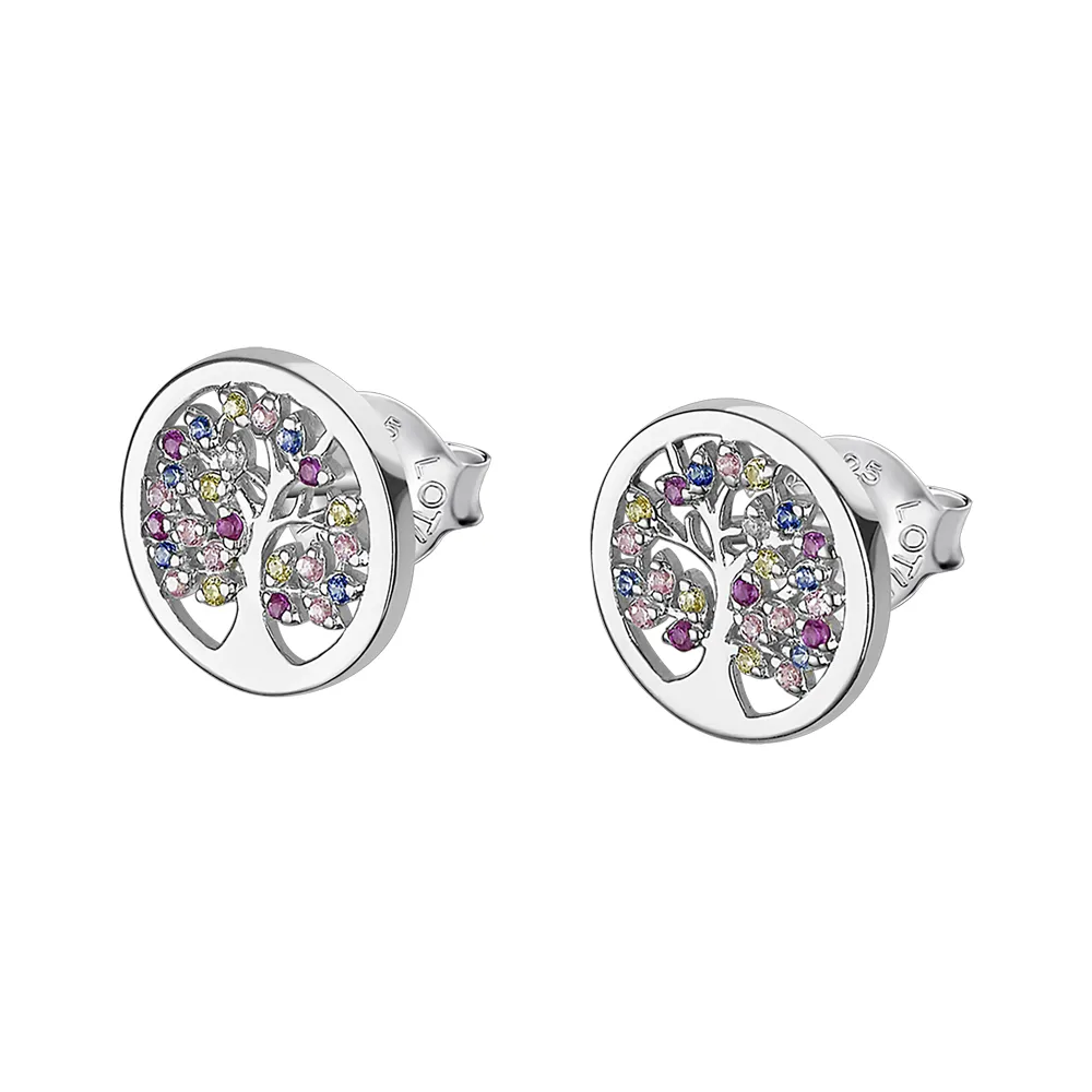 Cercei Pusete din argint cu Cubic Zirconia Multicoloră