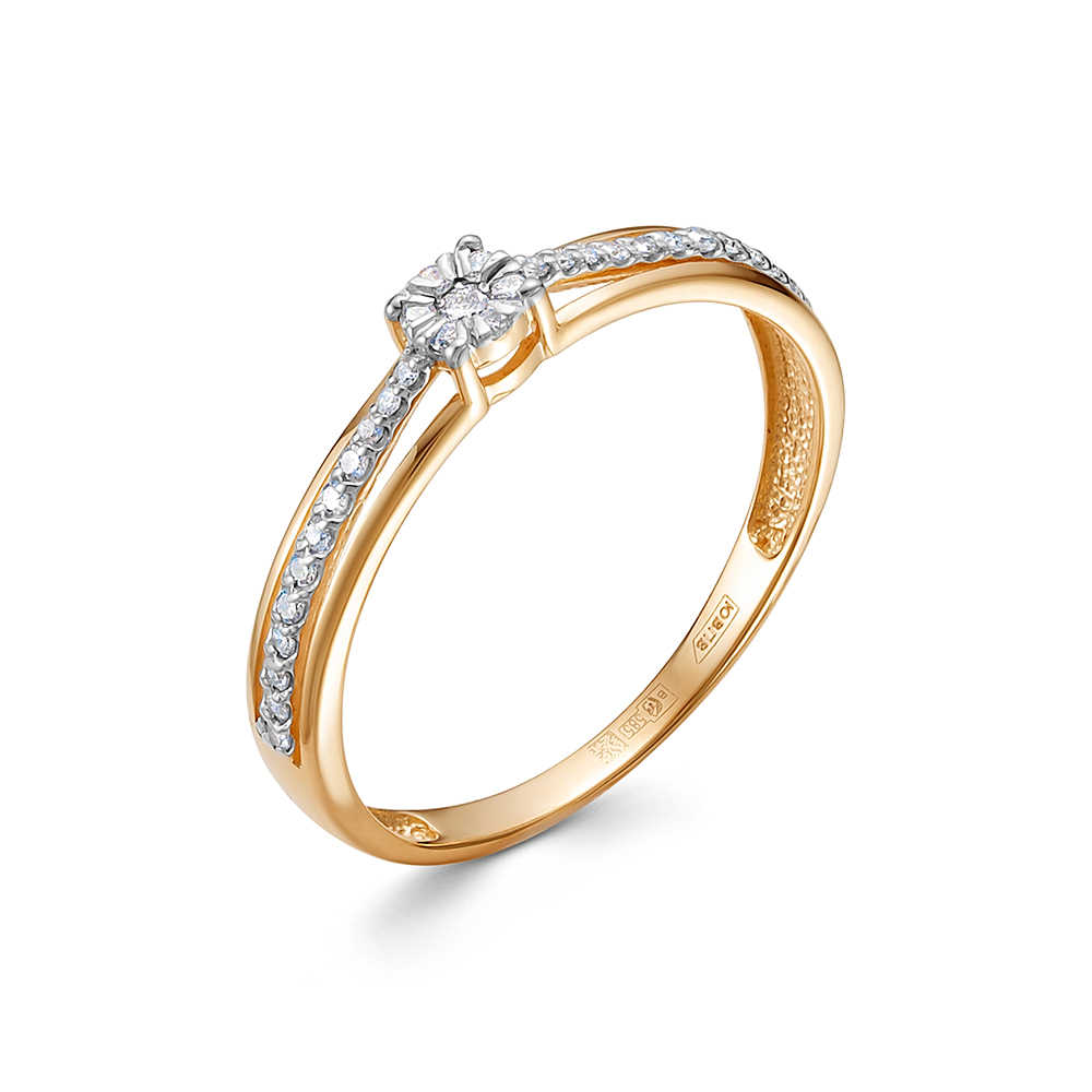 Кольцо из красного золота с камнями Бриллиант