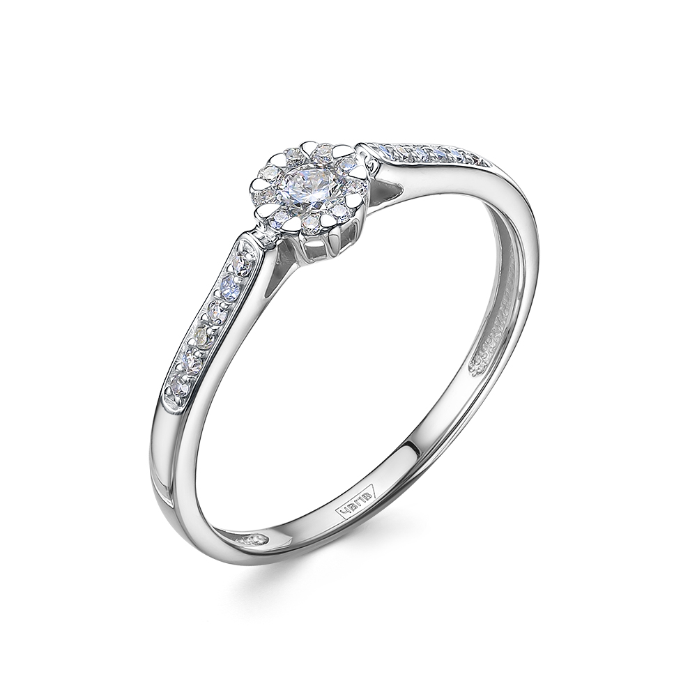 Кольцо из белого золота с камнями Бриллиант