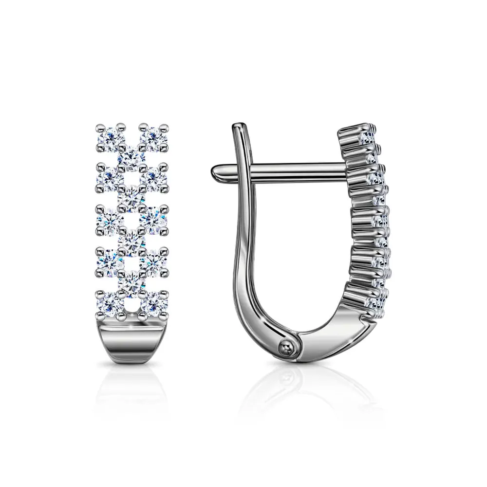 Cercei din aur alb cu Cubic Zirconia Incolor