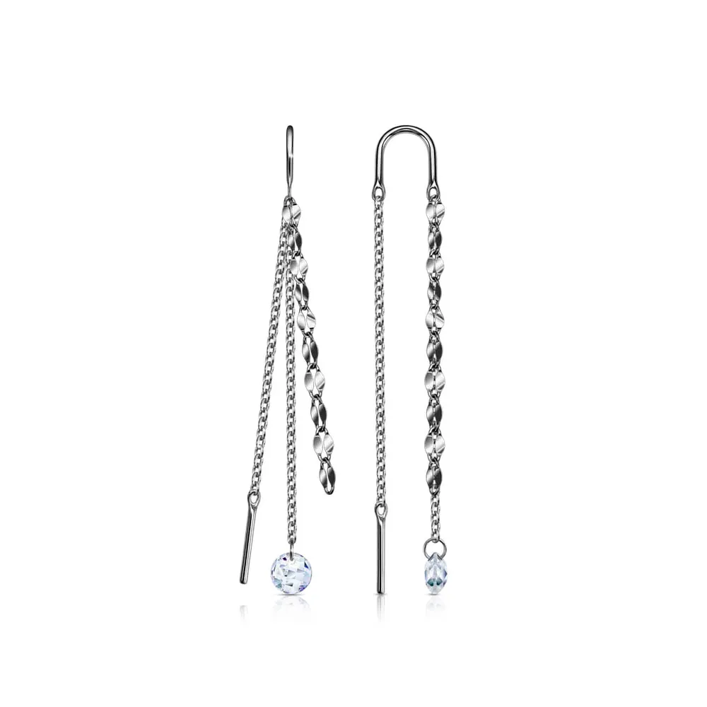 Cercei Lanț din aur alb cu Cubic Zirconia Incolor