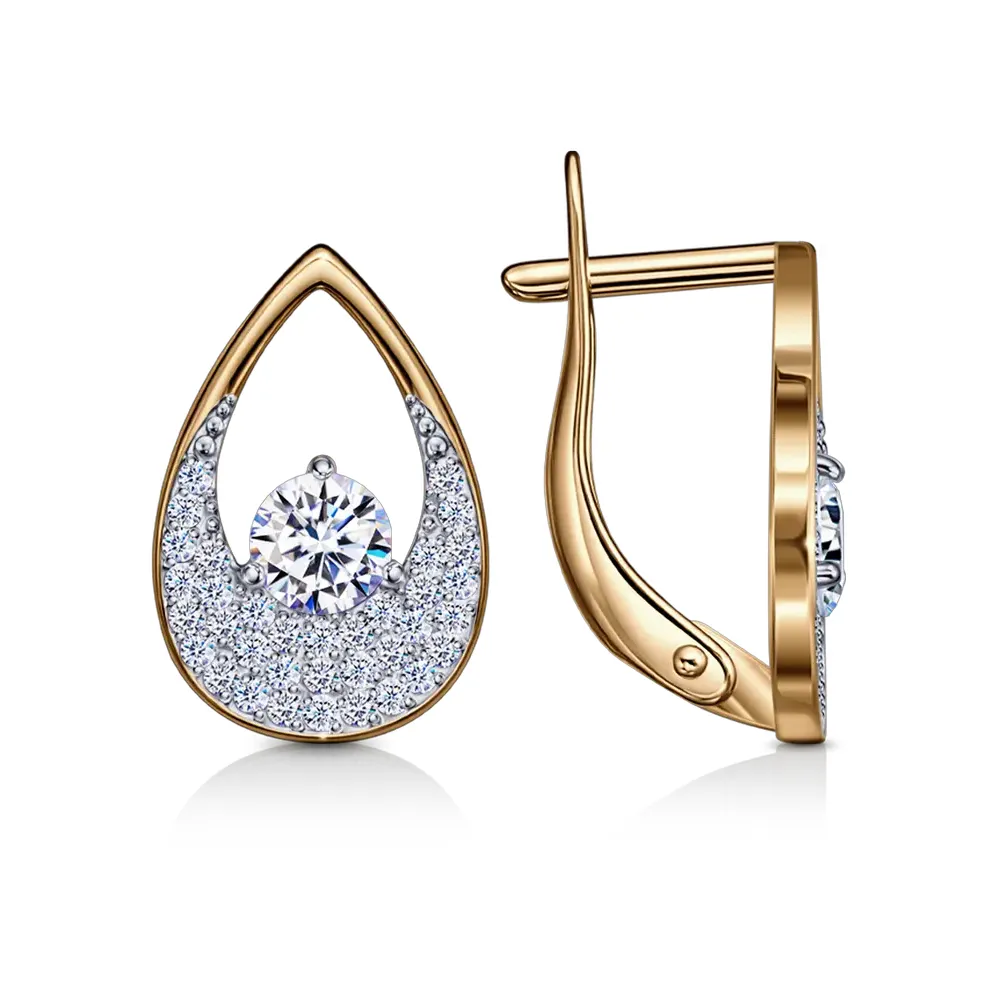 Cercei din aur roșu cu Cubic Zirconia Incolor