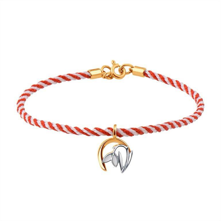 Браслет из красного золота с камнями Эмаль, Текстиль