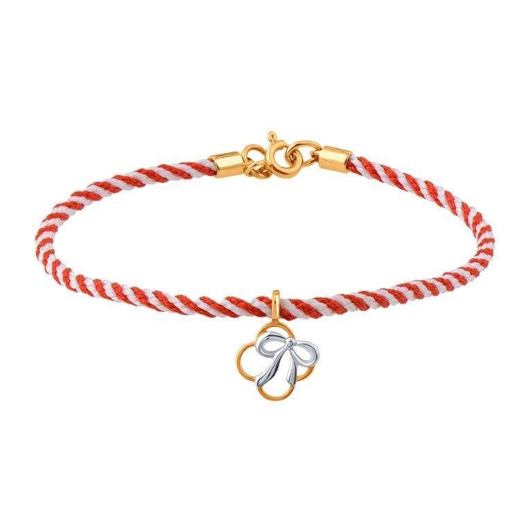 Браслет из красного золота с камнями Текстиль