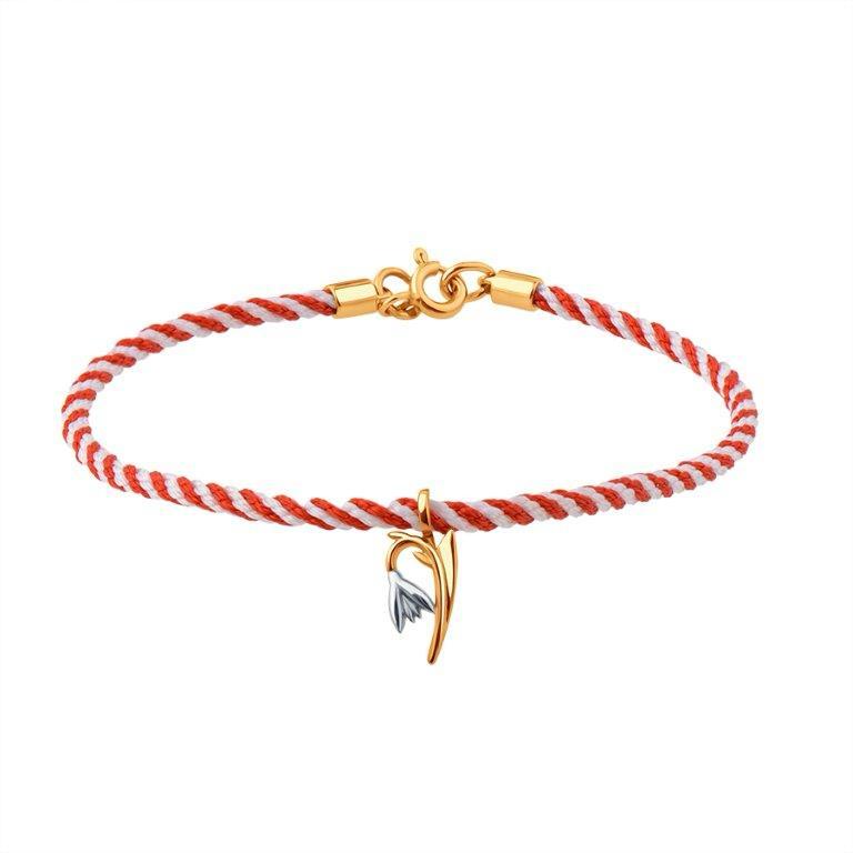 Браслет из красного золота с камнями Текстиль