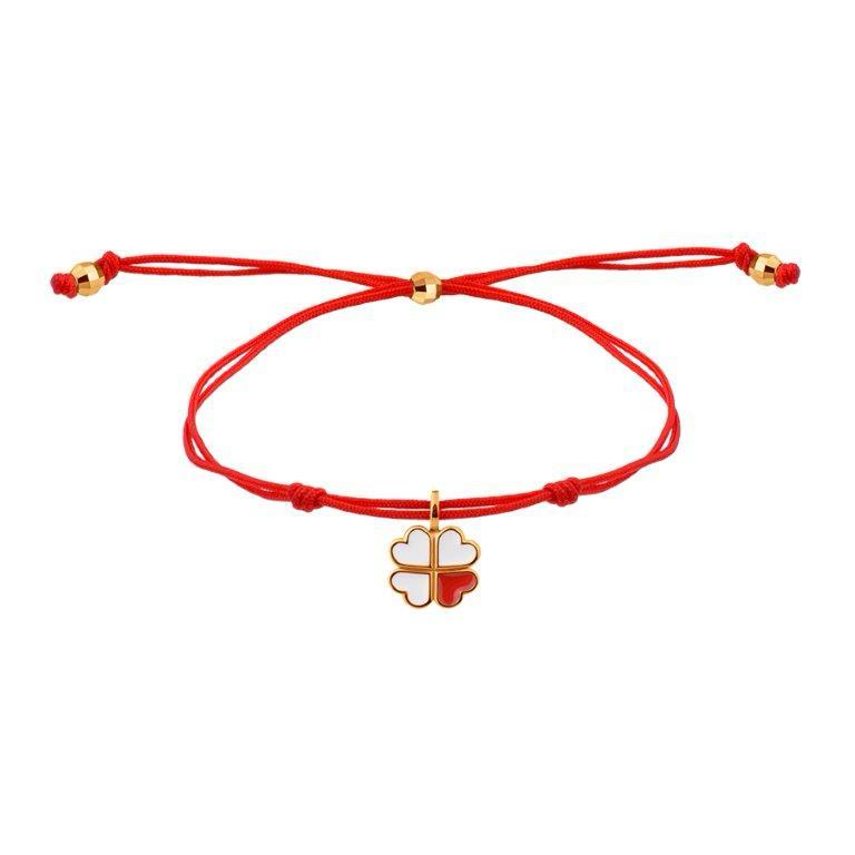 Браслет из красного золота с камнями Эмаль, Текстиль