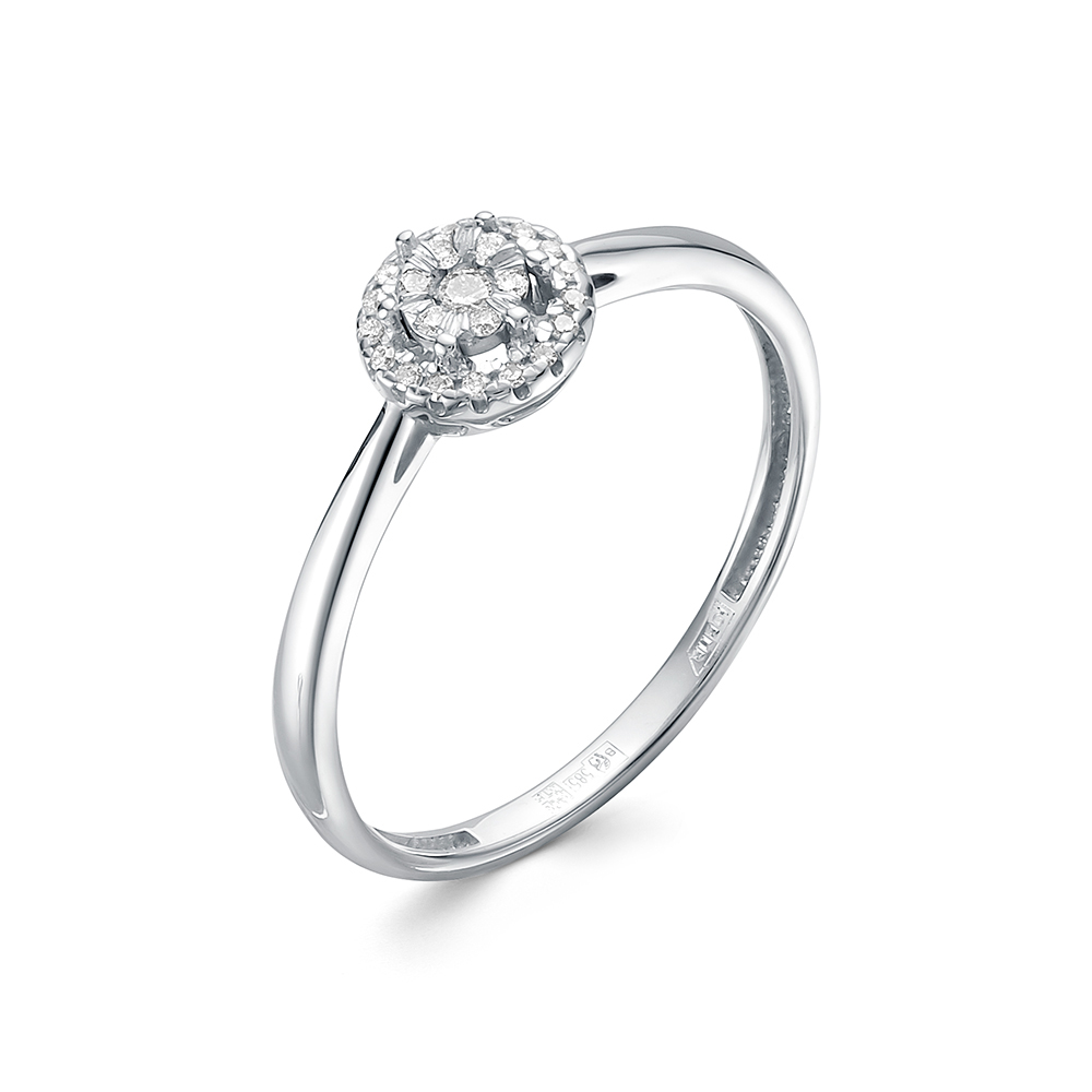 Кольцо из белого золота с камнями Бриллиант