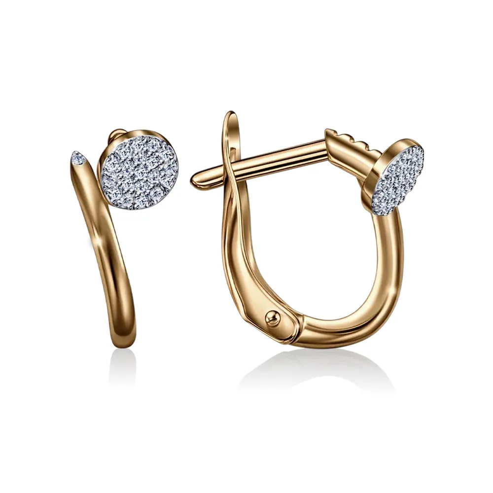 Cercei din aur roșu cu Cubic Zirconia Incolor