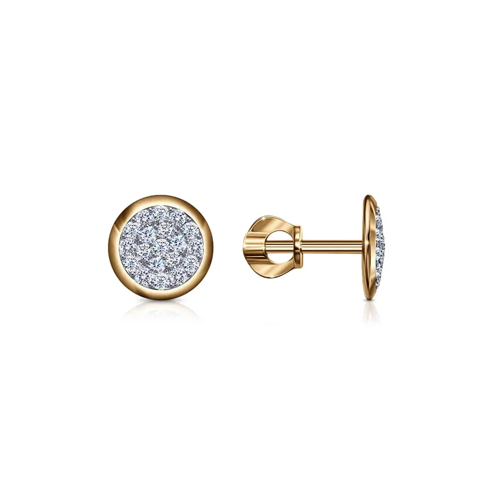 Cercei Pusete din aur roșu cu Cubic Zirconia Incolor