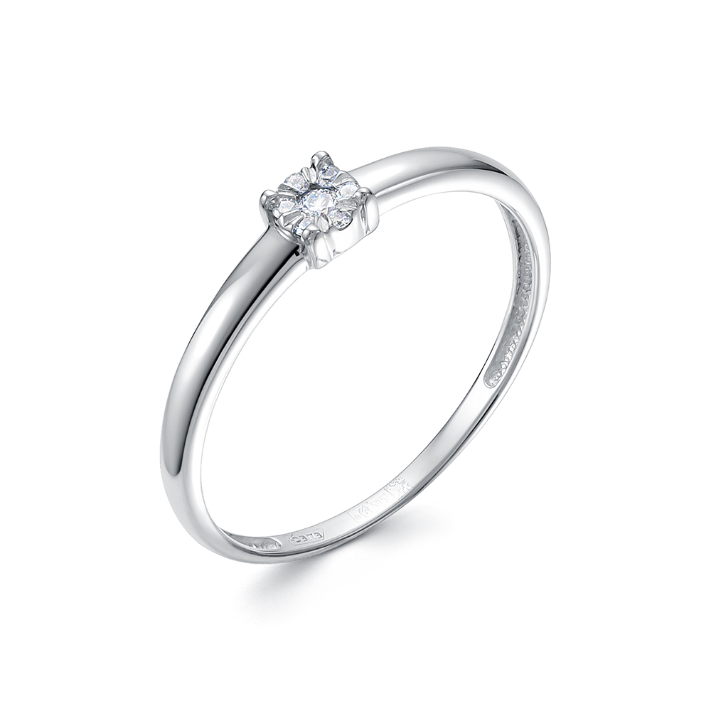 Кольцо из белого золота с камнями Бриллиант