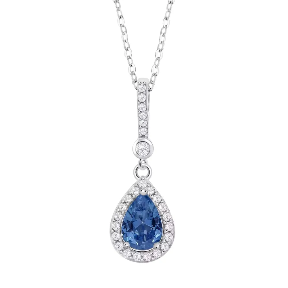 Colier din argint cu Cubic Zirconia Incolor, Cubic Zirconia Albastru Safir