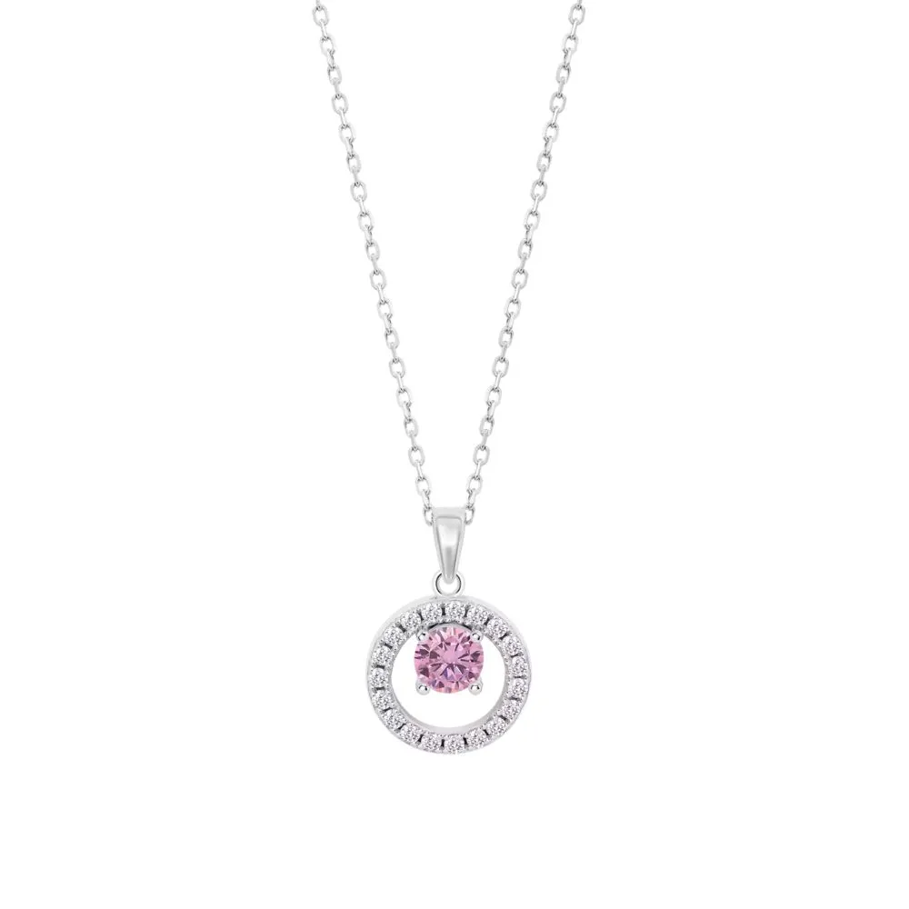 Colier din argint cu Cubic Zirconia Incolor, Cubic Zirconia Roz